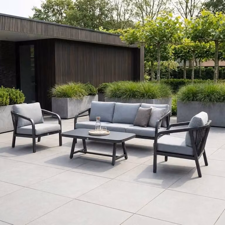 LUX outdoor living Attica loungeset voor 5 personen, 4-delig, aluminium en touw, antraciet