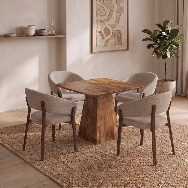 Mahom Nova Vierkante Mangohouten Eettafel Industrieel B/D: 90 x 90 cm
