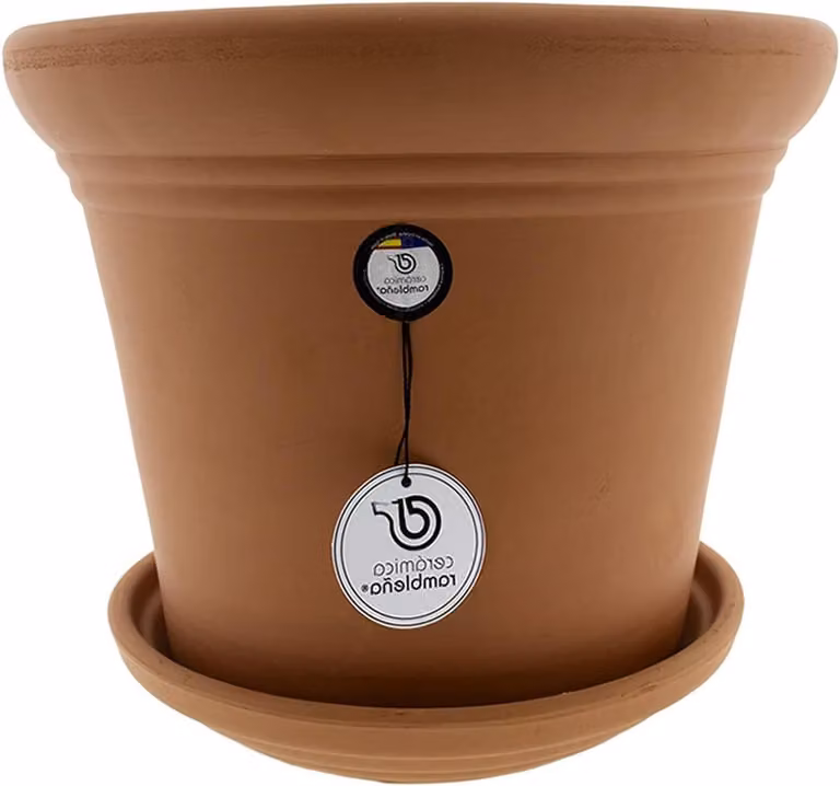 Keramische Bloempot Terracotta Pot met Onderzetter Rood B: 30 cm, D: 30 cm, H: 26 cm