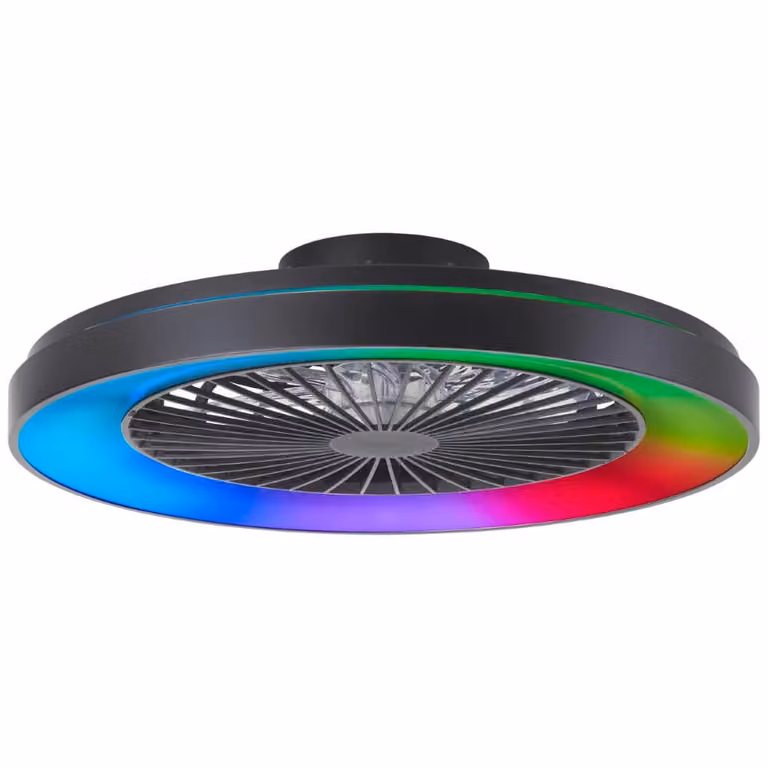 Mazzaro LED-plafondlamp met ventilator, zwart, rond