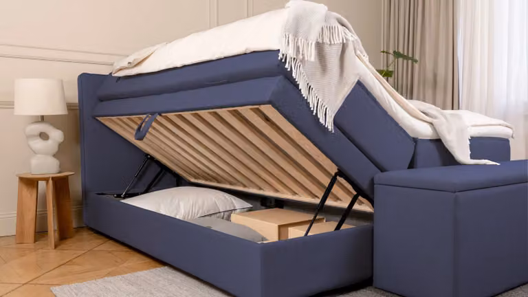 BRUNO Premium boxspring met opbergruimte, blauw, B/D: 160 x 200 cm