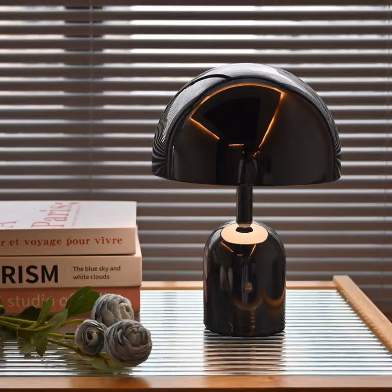 Oplaadbare Dimbare LED Paddestoel Nachtlamp - Modern Decoratie Licht voor Slaapkamer en Woonkamer (Zwart)