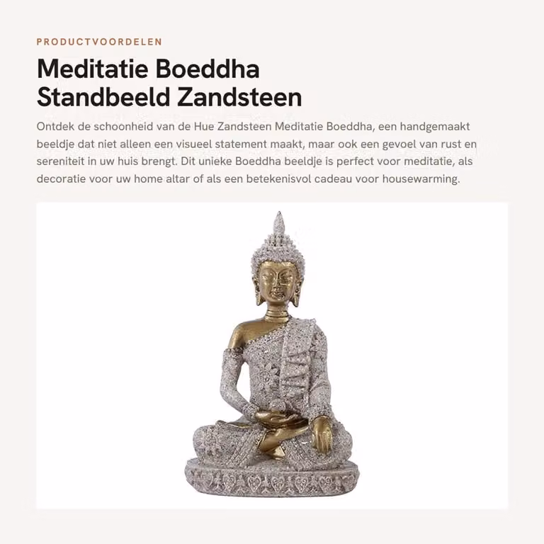 Dailygoods Boeddha Beeldje Meditatie - Handgesneden Zandsteen - Decoratieve Religieuze Sculptuur