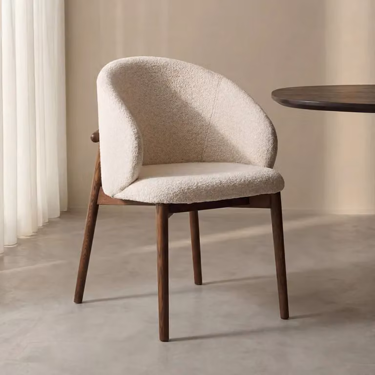 Label51 Eetkamerstoel Nagano - Naturel - Geweven - Walnoot Houten Frame