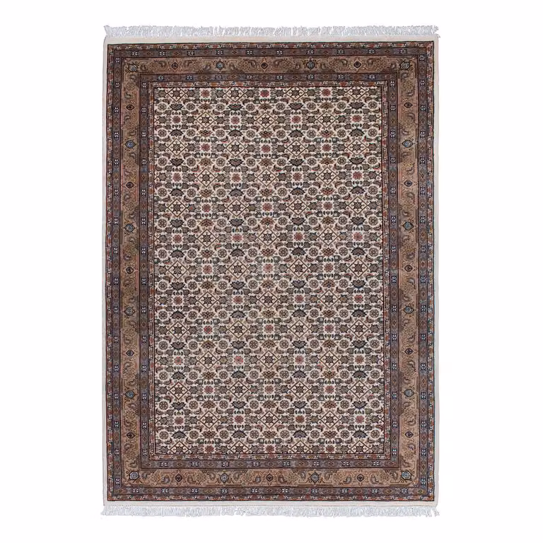 home24 Wollen vloerkleed Benares Herati bruin/beige B: 140 cm, D: 200 cm