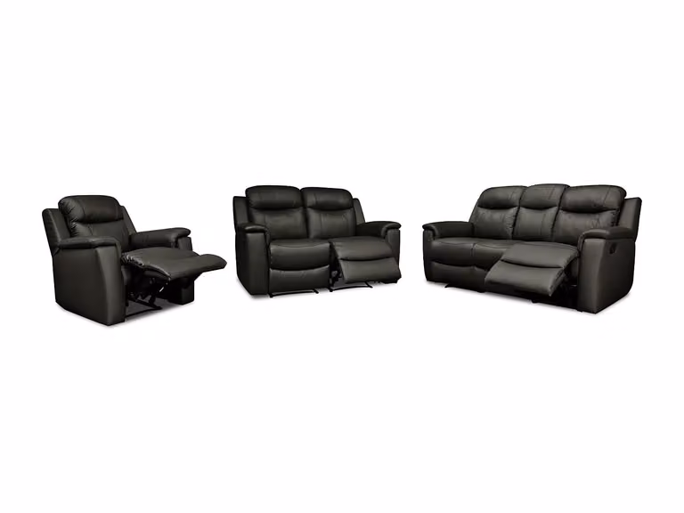 Vente-unique Evasion relaxbank en relaxfauteuil van leer - zwart