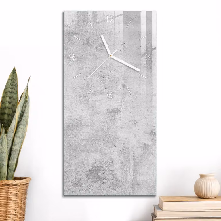 ArtPrintCave Grijs Glazen Wandklok met Betonpatroon - B/D/H: 60 x 30 cm