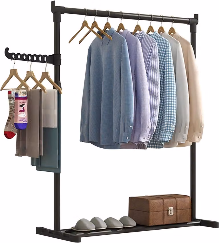 Verstelbaar kledingrek voor het opbergen van je garderobe, hoogte tot 155 cm, veelkleurig