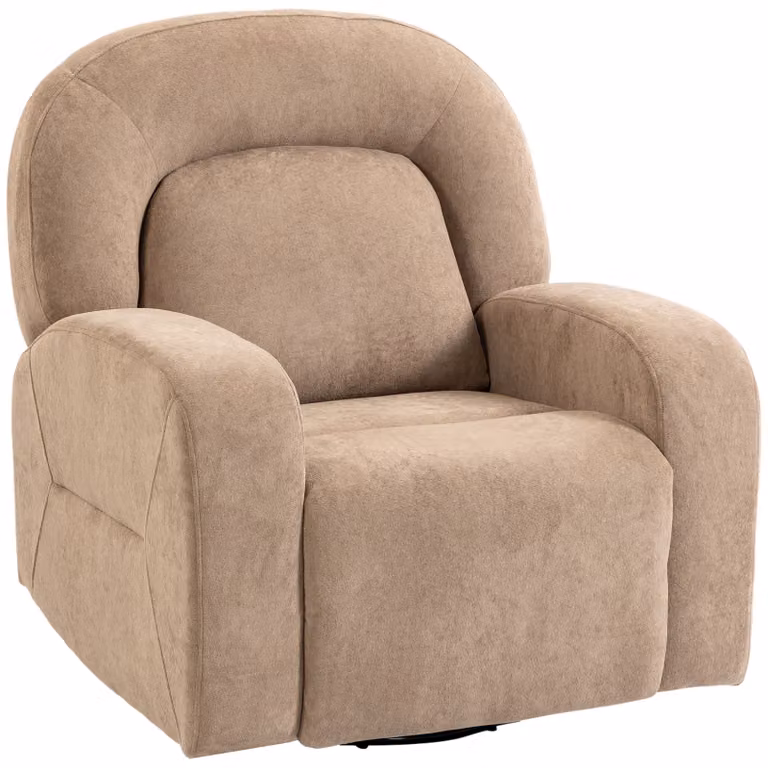 HOMCOM Relaxfauteuil, 360 graden draaibare ligfauteuil met fluwelen stof in Khaki