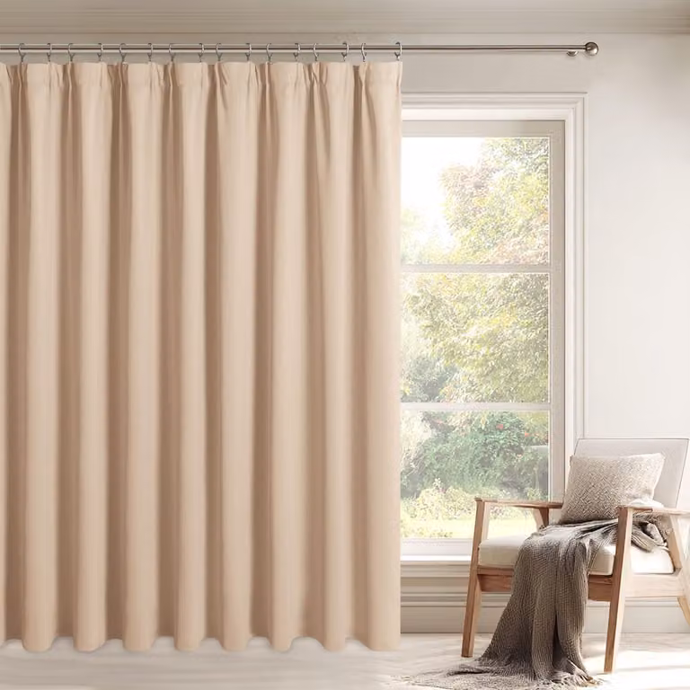ShopVlot Gordijnen Roomdivider Beige Opaque met Ruffles - 300 x 245 cm - Thermisch en Extra Breed