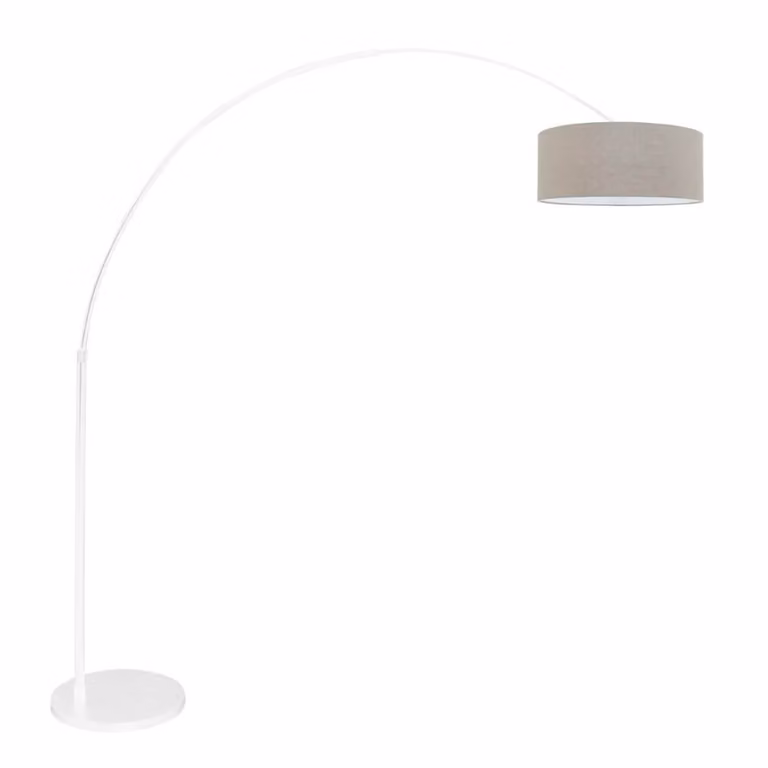 Steinhauer Sparkled booglamp in wit met beige kap