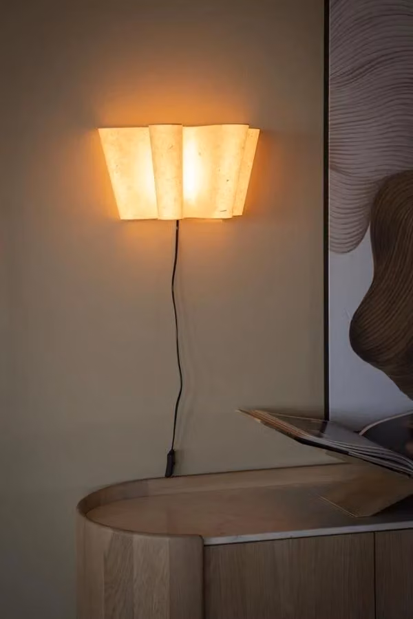 By-Boo Wandlamp Meander Handgemaakt Papier en Metaal - Beige/Wit