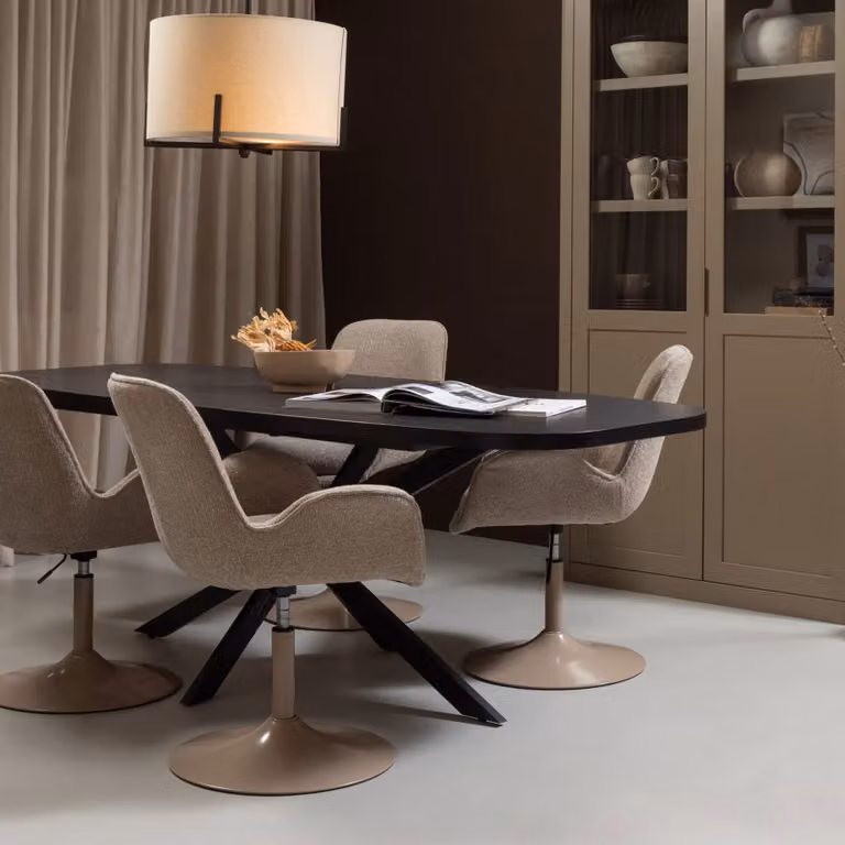 WOOOD Arros Uitschuifbare Eettafel Deens Ovaal - Zwart - B: 180-220 cm, D: 90 cm