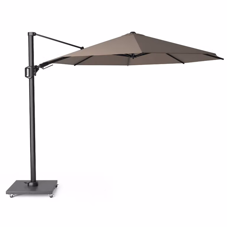 Platinum Challenger T² zweefparasol met premium doek, Ø350 cm, Havana beige/bruin