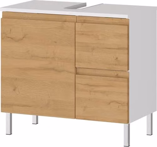 Germania Wastafelonderkast Torrance wit/bruin met soft-close deuren B: 60 cm, H: 56 cm, D: 34 cm