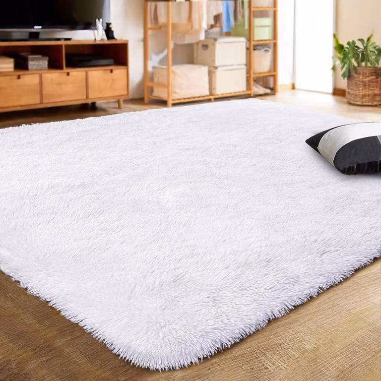Wit Shaggy Vloerkleed - Hoogpolig Velvet Tapijt voor Woonkamer en Slaapkamer - 160 x 230 cm