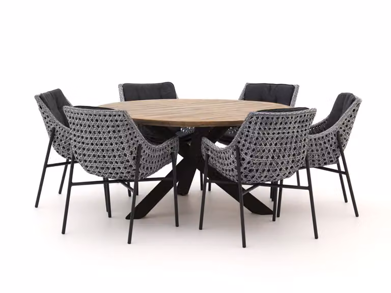 Manifesto Furniture Diningset Manifesto - 7-delige tuinset van bruin teakhout voor 6 personen