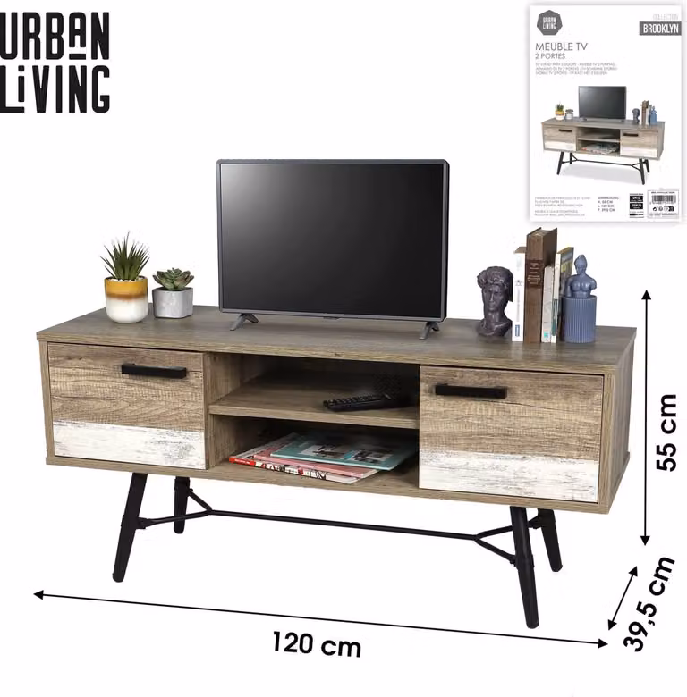 Modern Brooklyn TV-meubel B: 120 cm, D: 39,5 cm, H: 55 cm