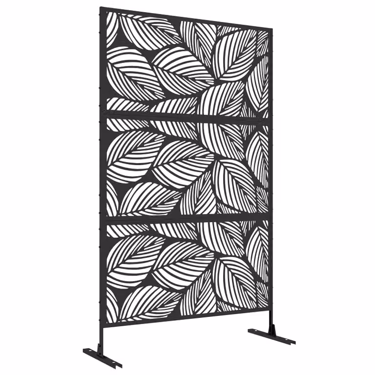 Outsunny Tuinscherm van duurzaam metaal met waterafstotende verf, zwart, H x B x D: 198 x 122 x 45 cm