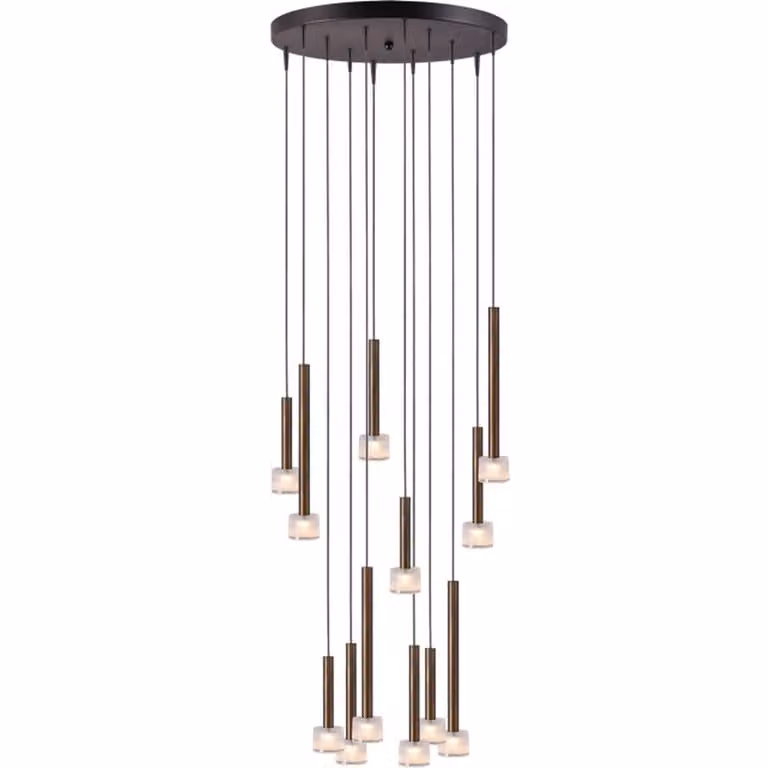 Masterlight Fabro Led hanglamp met 12 lichten in antiek koper
