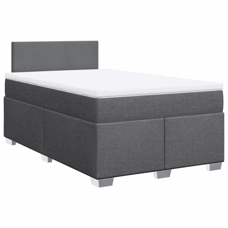 vidaXL Boxspringbed met matras, donkergrijs, B/D: 120 x 200 cm, gestoffeerd