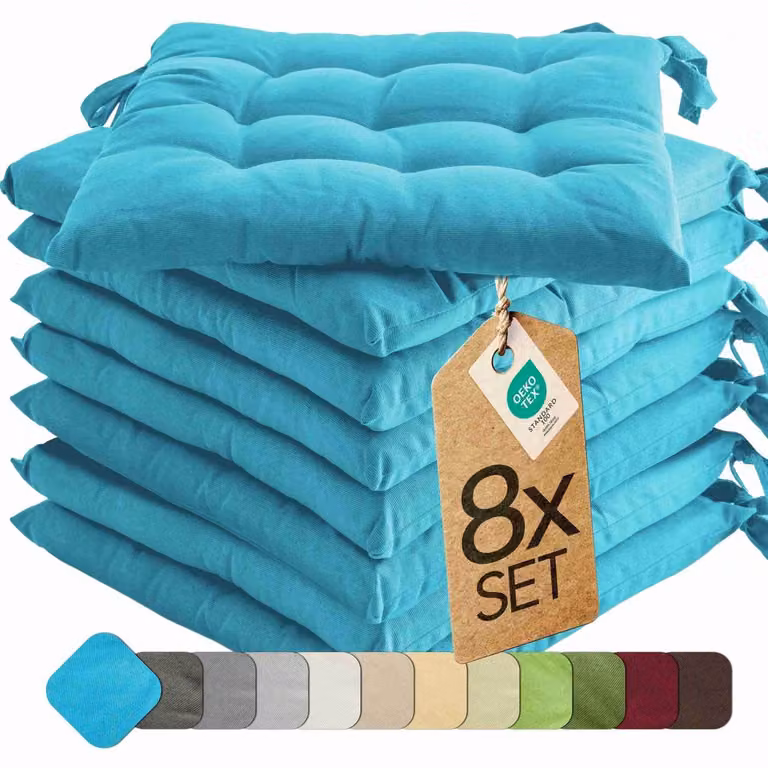 etérea Basic Zitkussen Set van 8 stuks - Türkis - 40 x 40 cm