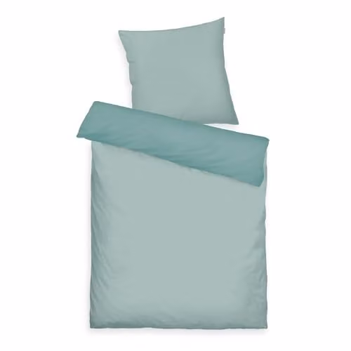Herding Mako-satijnen beddengoed set turquoise, 140 x 200 cm en 50 x 70 cm