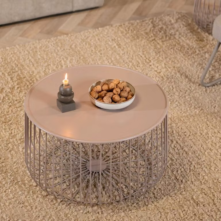 Bronx71 Salontafel Senna rond metaal beige mat
