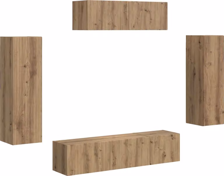 vidaXL Set van 5 moderne TV-meubels van ambachtelijk eikenhout