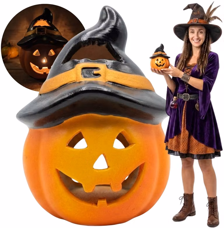 Keramische Pompoen Decoratie voor Halloween en Herfst, 20 cm