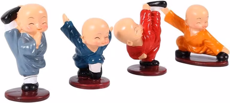 Kung Fu Boxing Pose Beeldje, Oosterse Boeddhistische Decoratie, Miniatuur Zen Meditatie Ornament voor Thuis of Kantoor