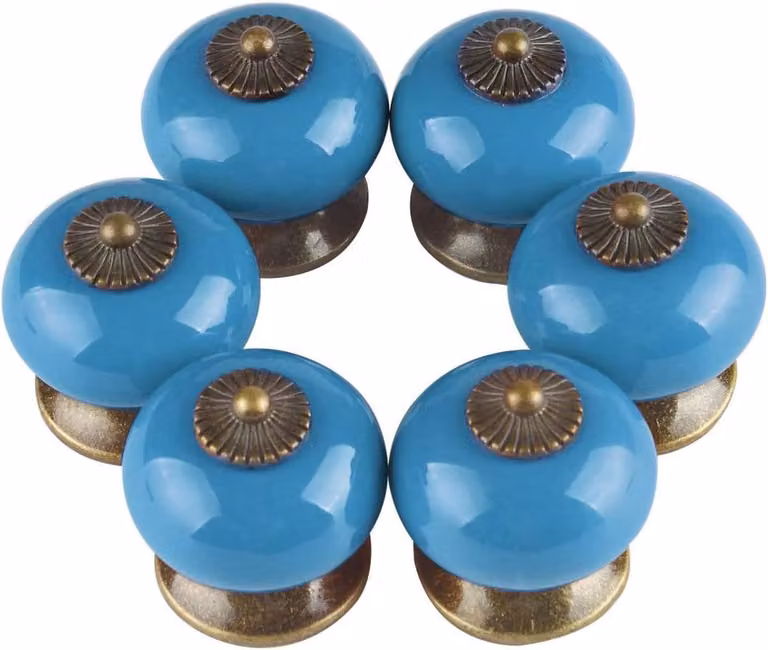 CTLS-01 Keramische handgrepen voor lades en deuren - Blauw - Rond - 6 stuks