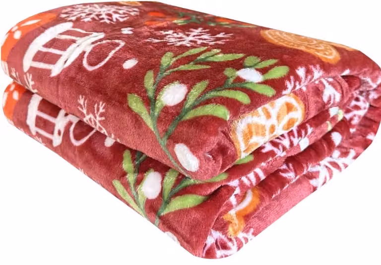 Superzachte kerstplaid van microvezel met winterdesign - 200 x 220 cm - KFB-24