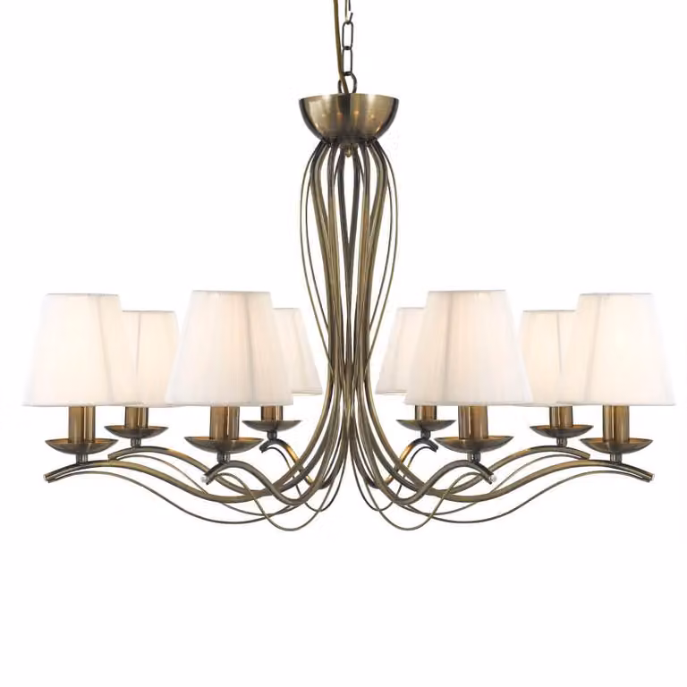 Searchlight Andretti Antieke Hanglamp - 8-lichts Multi-arm Kroonluchter - Messing - Diameter: 76 cm