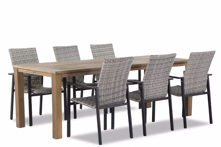 Lifestyle Garden Furniture Upton/Bristol eettafelset van teak, 220 cm, bruin