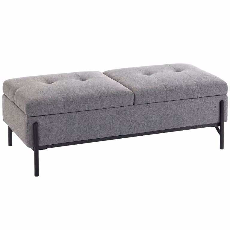 HOMCOM Opbergbank van linnen met 2 compartimenten en klapdeksels, B/D/H: 117 x 50 x 44 cm
