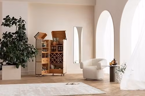 Kare Design Wandspiegel Starlet Modern Rechthoekig Metaal Grijs/Beige B: 30 cm, H: 180 cm