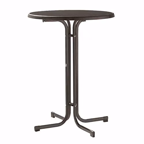 Sieger 238/G Party klaptafel met mecalit-Pro-plaat, Ø 86 cm, ijzergrijs stalen buisframe en antraciet leisteendecoratie