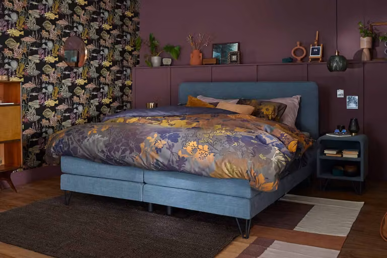 Home 365 Swiss Sense modern gestoffeerd rechthoekig bed voor volwassenen in blauw