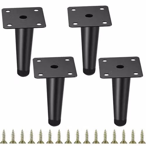 Set van 4 zwarte metalen meubelpoten van SEVEMKTC voor kasten, banken en tv-meubels, 10 cm hoog