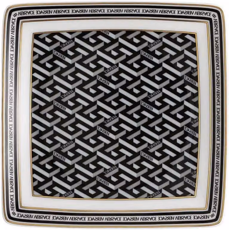 La Greca Decor Porseleinen Schaal Zwart Goud - 12 x 12 cm
