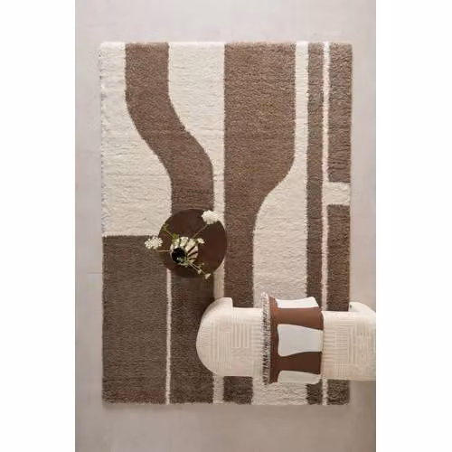 NOUS Living vloerkleed Teyra crème/bruin geometrisch modern breedte: 290 cm, diepte: 200 cm