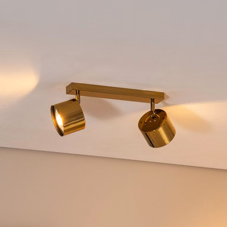 Argon Chloe verstelbare plafondspot met 2 lampen, messing/goud, dimbaar