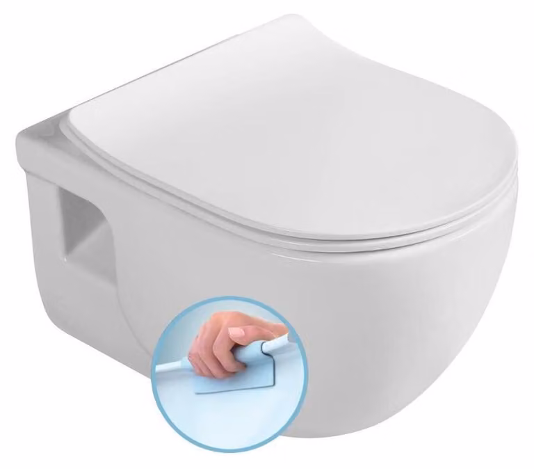 Sapho BRILLA hangtoilet zonder spoelrand, wit, 36,5 x 53 cm