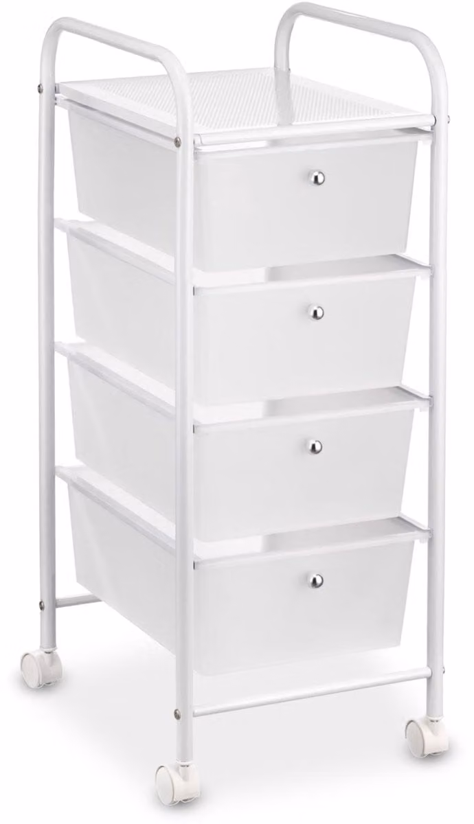 Rolcontainer GINA met 4 lades in wit