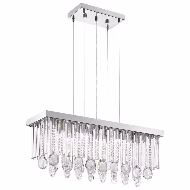 Eglo Calaonda Hanglamp met 7 kristallen lampen, Chroom en Transparant, 69 cm