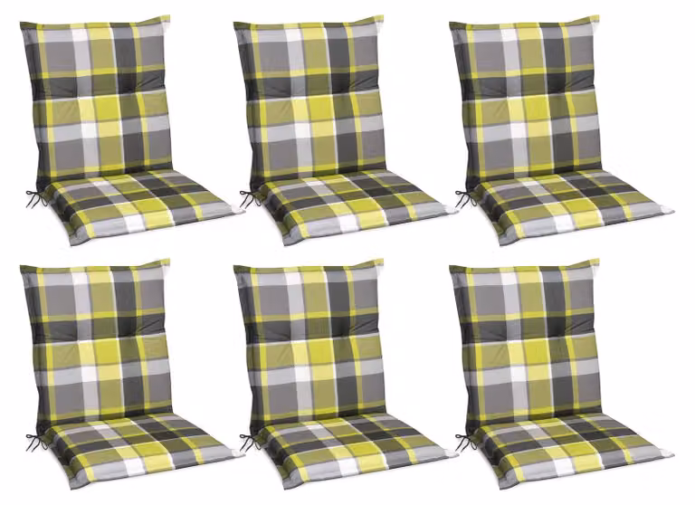 Beautissu 6-delige set zonnig groene kussens met ruitpatroon en strikbanden, B: 100 cm, D: 50 cm