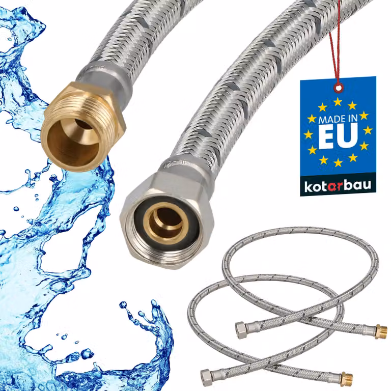 KOTARBAU 2 stuks Flexibele Sanitaire Aansluitslangen 3/8" x 3/8" Buitendraad x Binnendraad Roestvrijstaal 100 cm