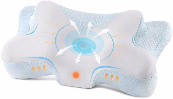 Unyqoos Ergonomisch nekkussen van traagschuim met 2 hoogtestanden en afneembare wasbare hoes