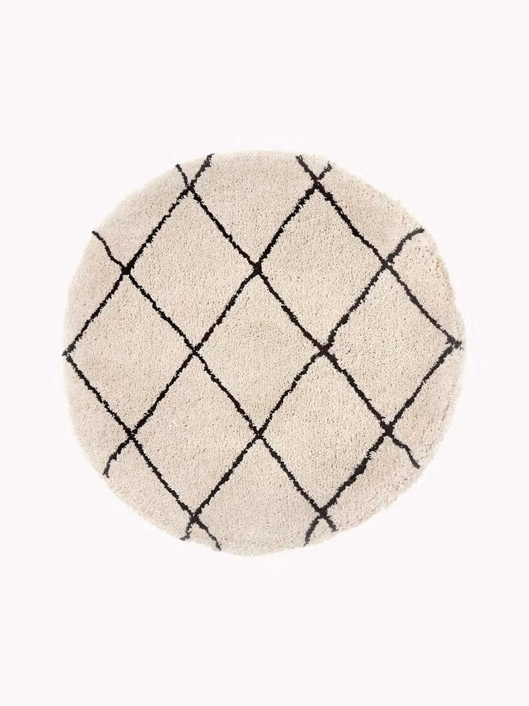 Westwing Collection Naima Rond Pluizig Hoogpolig Vloerkleed met Marokkaans Design